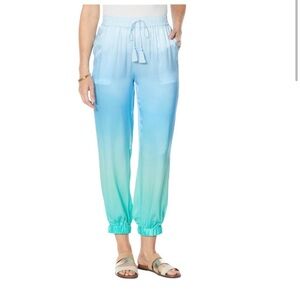 Badgley Mischka 100% Silk Blue/Aqua Joggers Sz M